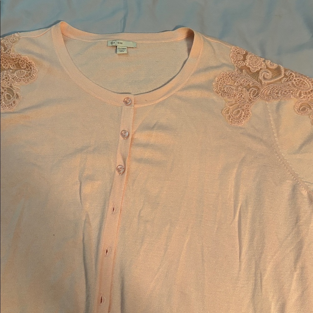 Emma James Peach Lace Accent Sweater